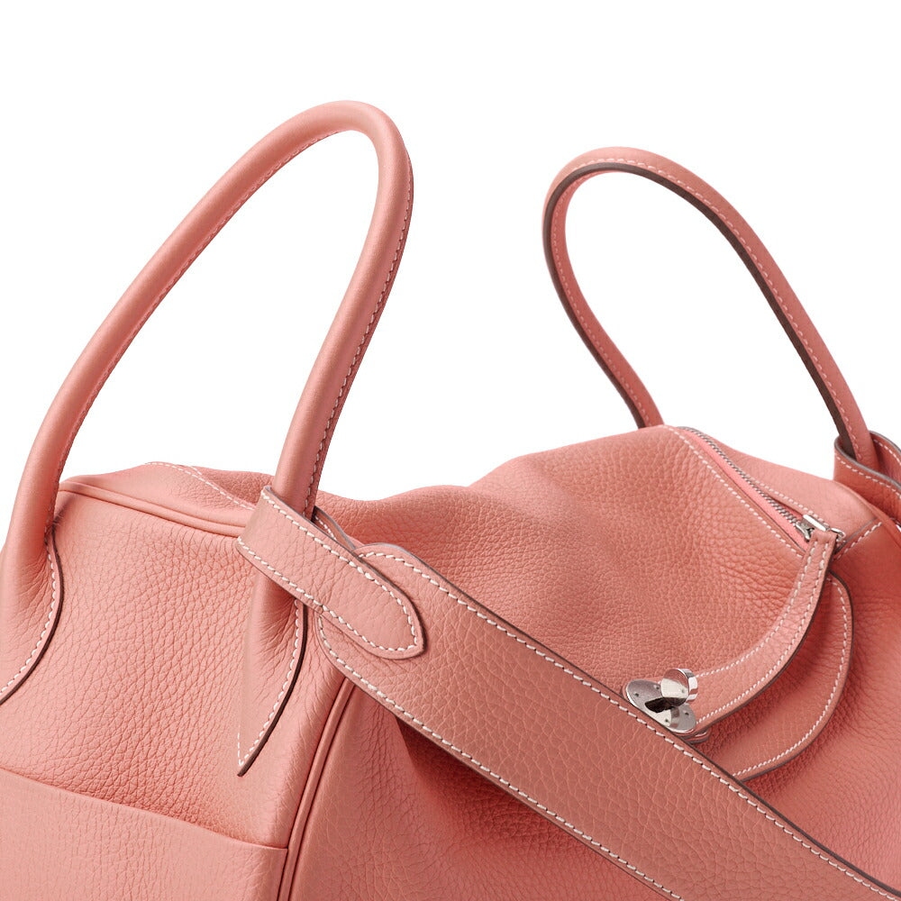 HERMES Lindy 34 Shoulder Bag, Tryon Clemence, Crevette, Silver-Tone Hardware, Pre-Owned