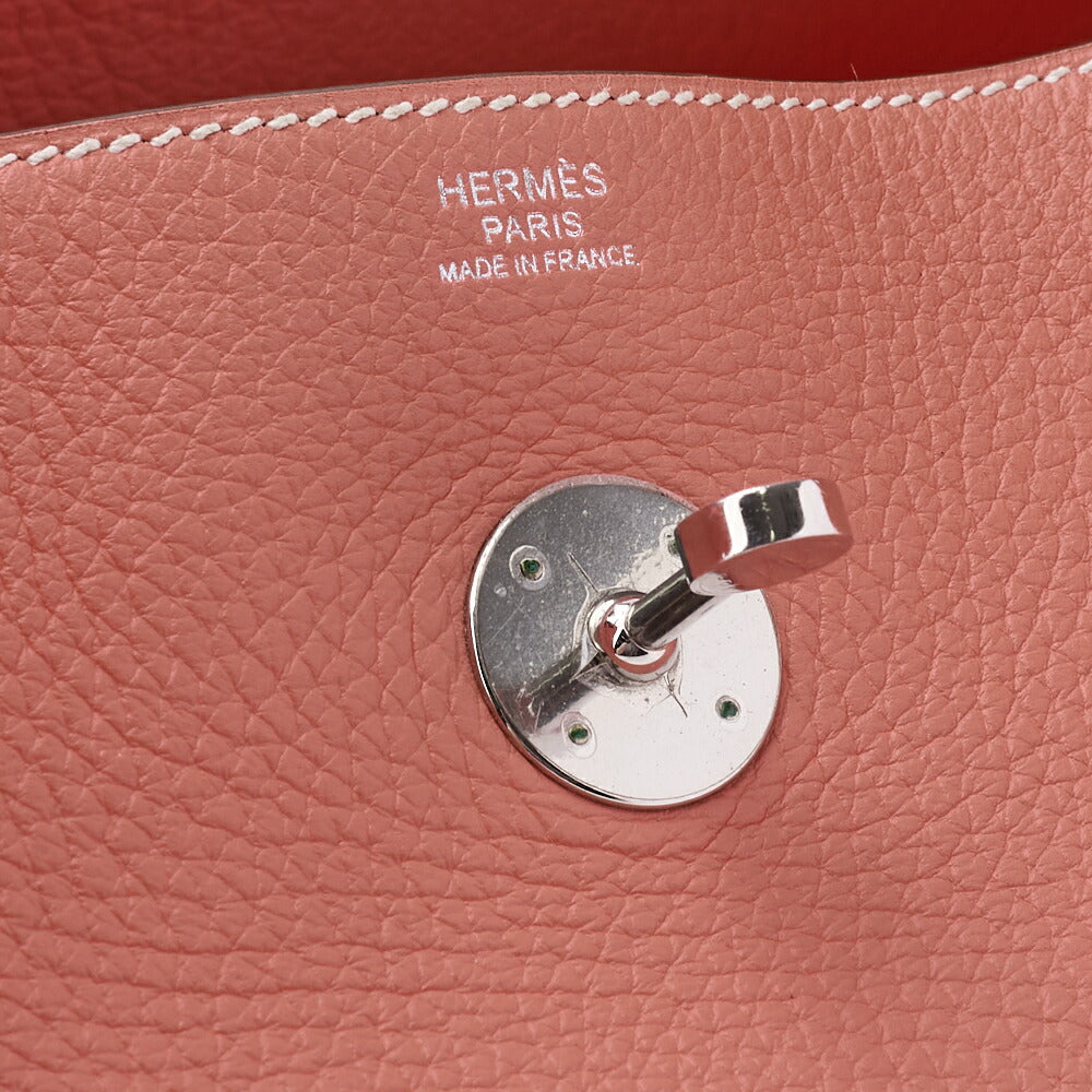HERMES Lindy 34 Shoulder Bag, Tryon Clemence, Crevette, Silver-Tone Hardware, Pre-Owned