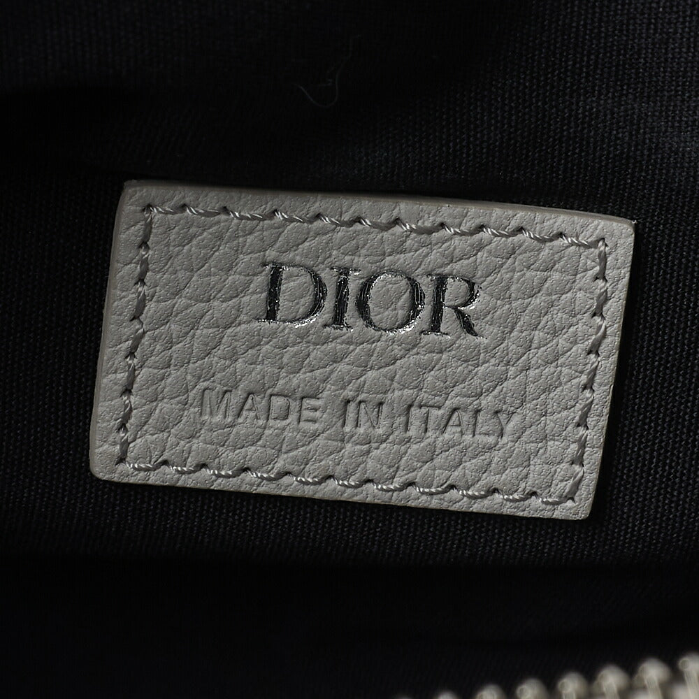 Dior Jacquard Trotter Saddle Bag Canvas White Silver-Tone Hardware, Pre-Owned
