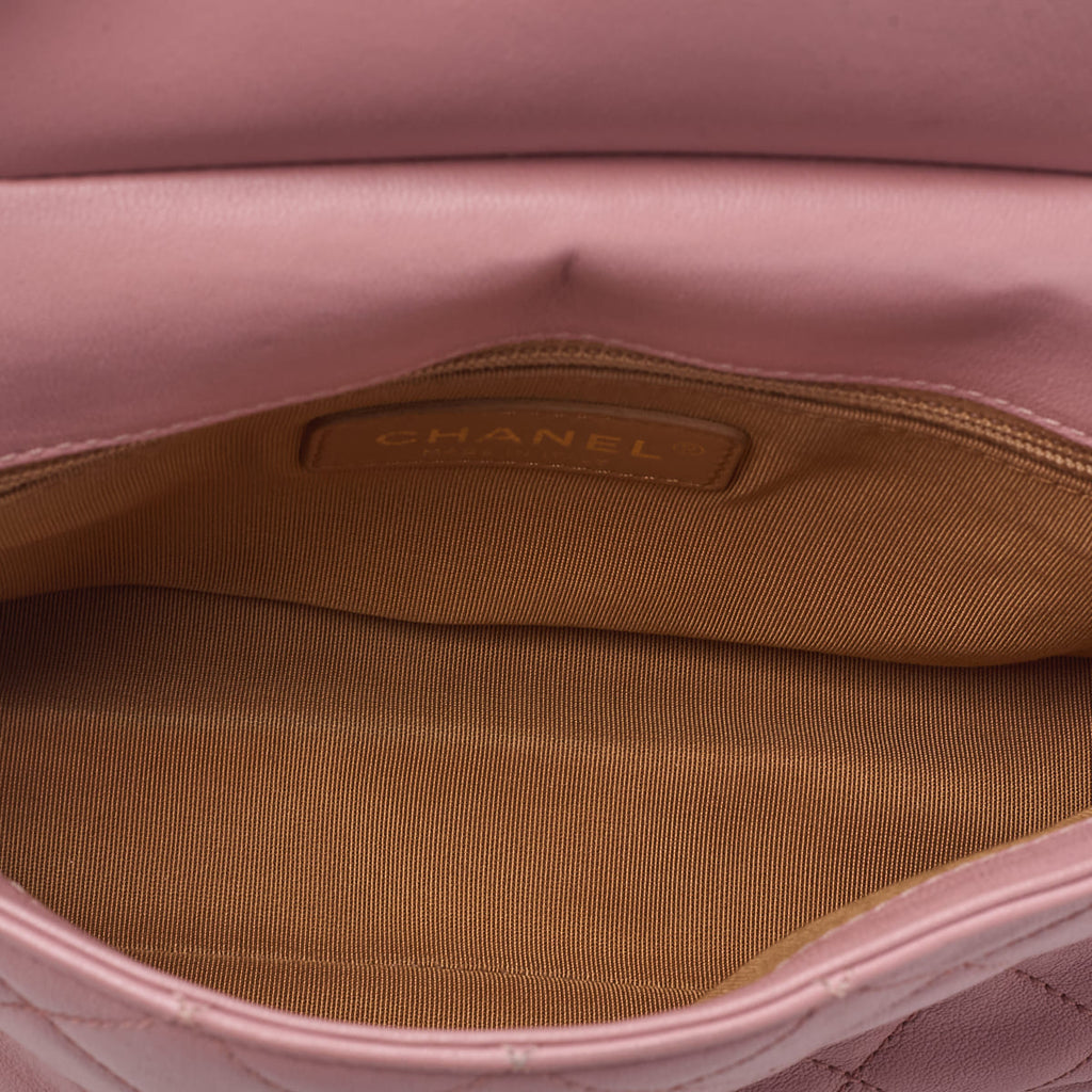 CHANEL Mini Shoulder Bag Matelasse Round Flap Chain Shoulder Lambskin Pink Gold-Tone Hardware Pre-Owned