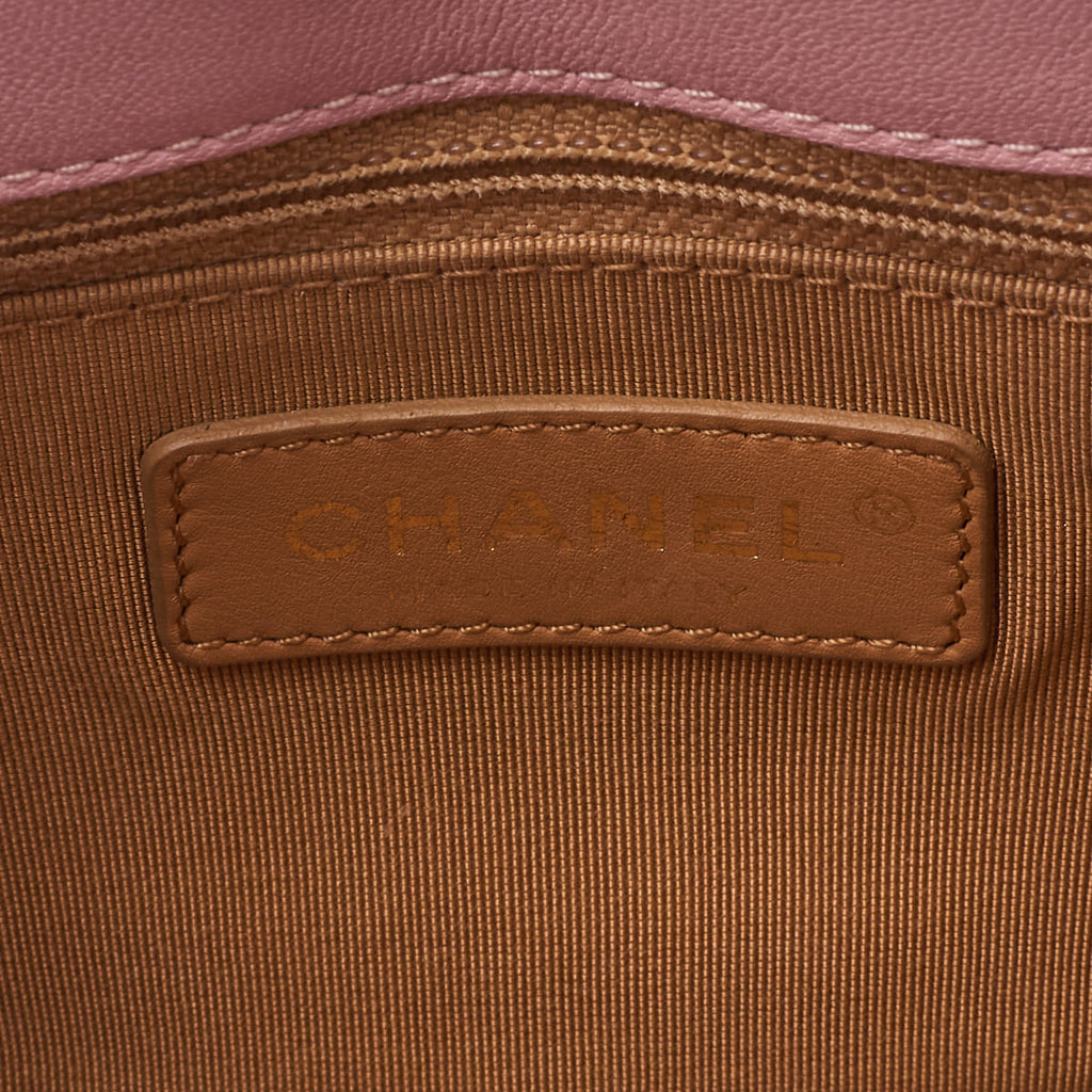 CHANEL Mini Shoulder Bag Matelasse Round Flap Chain Shoulder Lambskin Pink Gold-Tone Hardware Pre-Owned