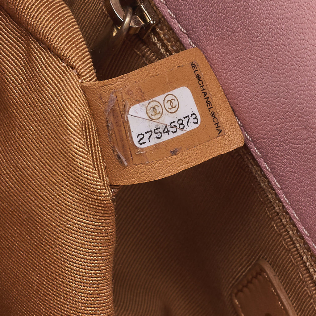 CHANEL Mini Shoulder Bag Matelasse Round Flap Chain Shoulder Lambskin Pink Gold-Tone Hardware Pre-Owned