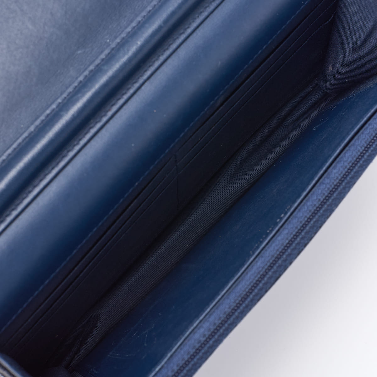 CHANEL Chain Wallet, Diagonal Stitching, Matelasse, Vintage Calf, Blue, Silver-Tone Hardware, Pre-Owned