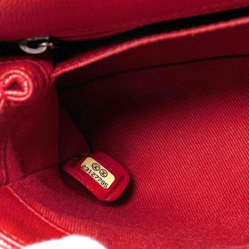 CHANEL Handbag Matelasse Coco Handle 2WAY Caviar Skin Red Silver-Tone Hardware Pre-Owned