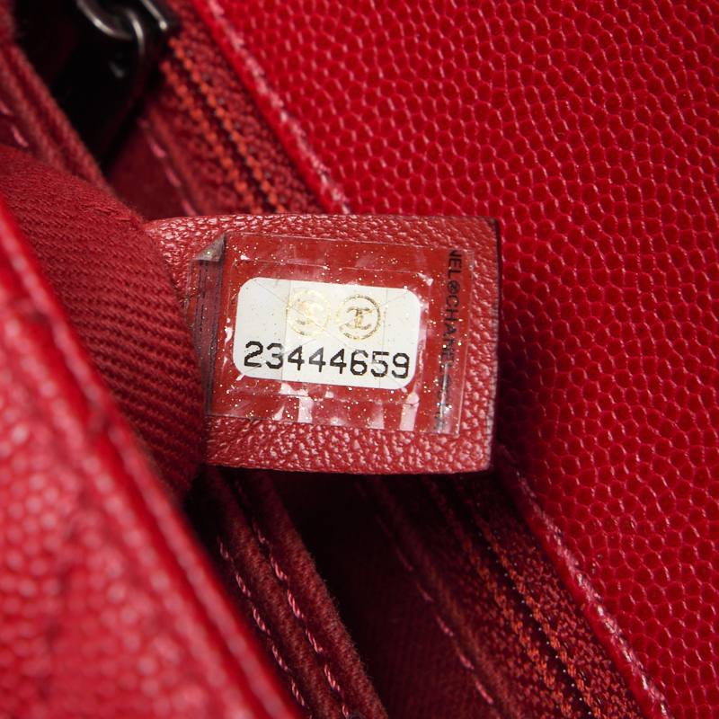 CHANEL Handbag Matelasse Coco Handle 2WAY Caviar Skin Red Silver-Tone Hardware Pre-Owned