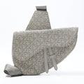 Dior Jacquard Trotter Saddle Bag Canvas White Silver-Tone Hardware, Pre-Owned