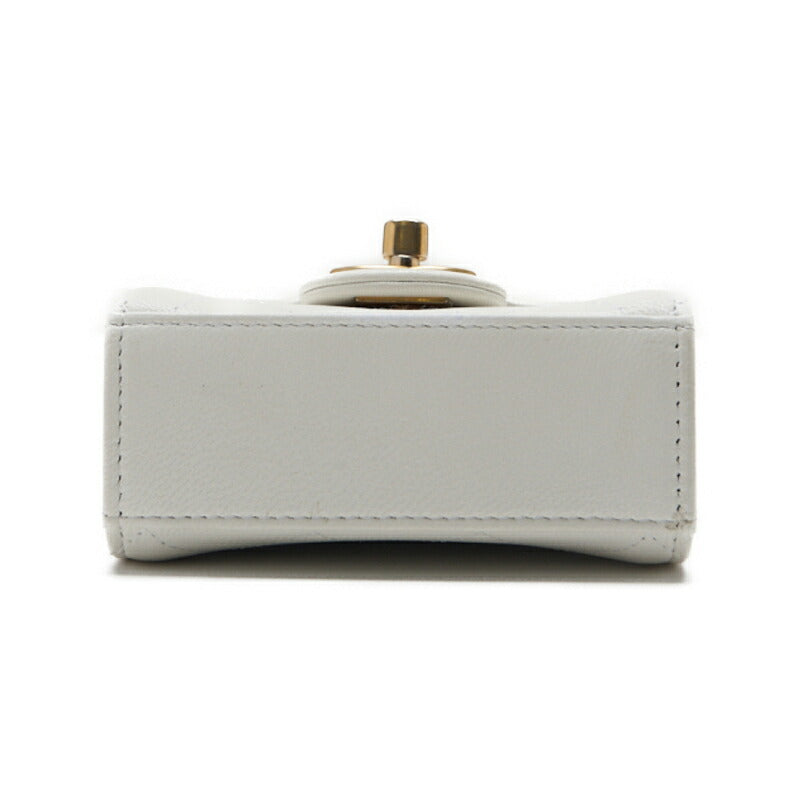 CHANEL Mini Shoulder Bag, Matelasse, Pearl Chain, Lambskin, White, Gold-Tone Hardware, Pre-Owned