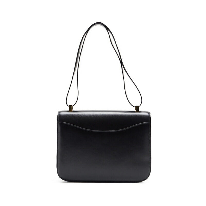 HERMES Constance 23 Shoulder Bag Box Calf Black Gold-Tone Hardware, Pre-Owned