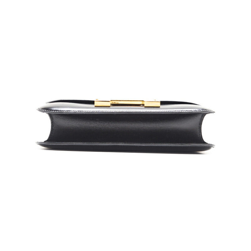 HERMES Constance 23 Shoulder Bag Box Calf Black Gold-Tone Hardware, Pre-Owned