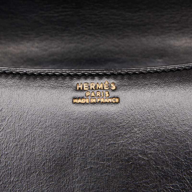 HERMES Constance 23 Shoulder Bag Box Calf Black Gold-Tone Hardware, Pre-Owned