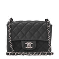 CHANEL Shoulder Bag Mini Matelasse Caviar Skin Black Silver-Tone Hardware Pre-Owned