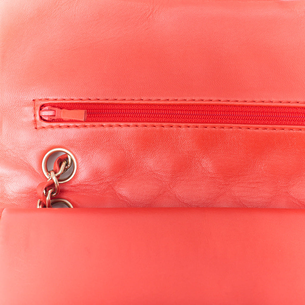 CHANEL Shoulder Bag Matelasse Turn Lock Double Flap Lambskin Red Gold-Tone Hardware Pre-Owned