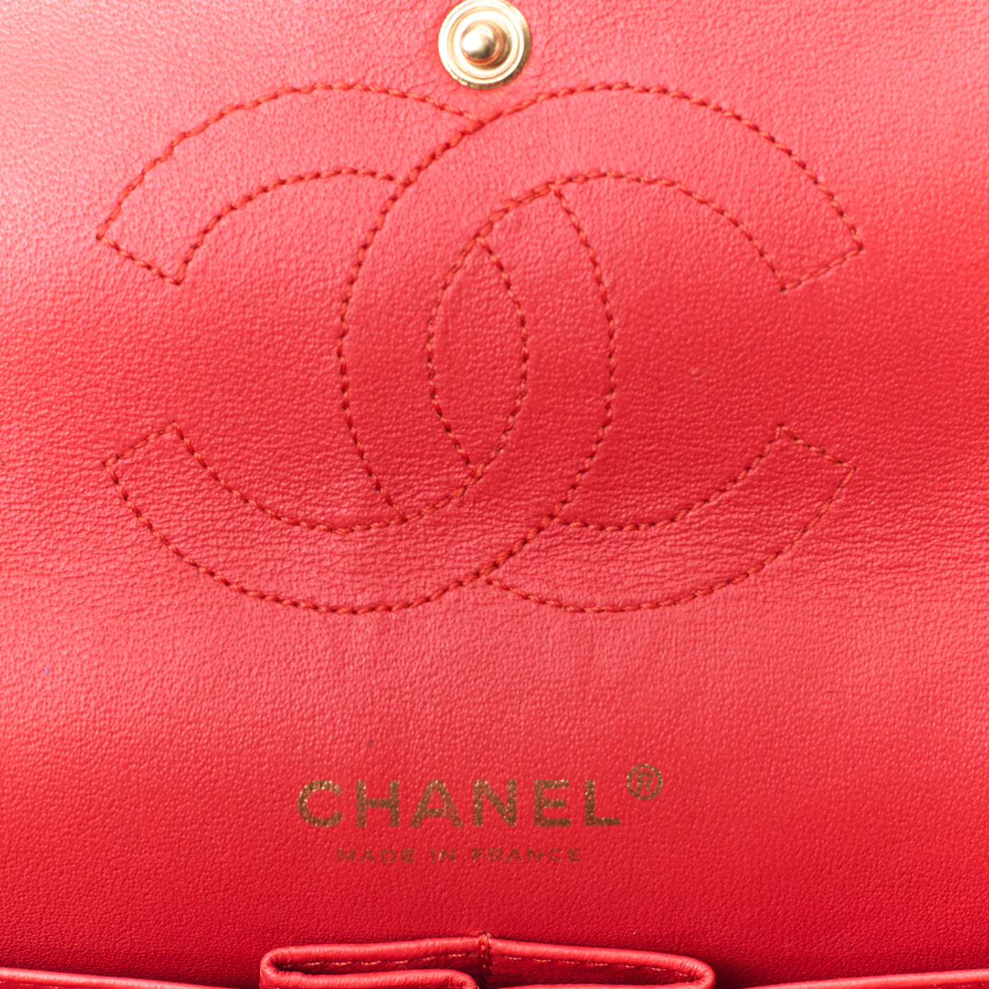 CHANEL Shoulder Bag Matelasse Turn Lock Double Flap Lambskin Red Gold-Tone Hardware Pre-Owned