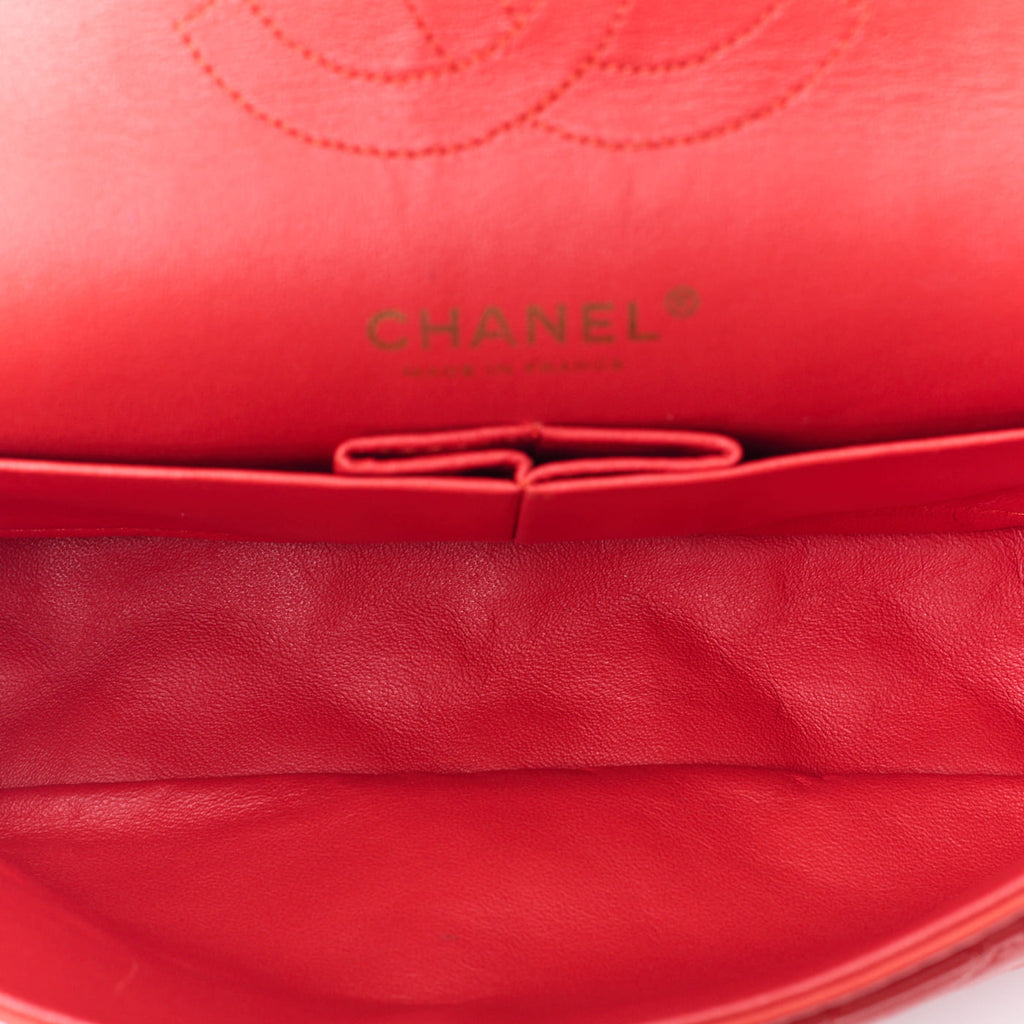 CHANEL Shoulder Bag Matelasse Turn Lock Double Flap Lambskin Red Gold-Tone Hardware Pre-Owned