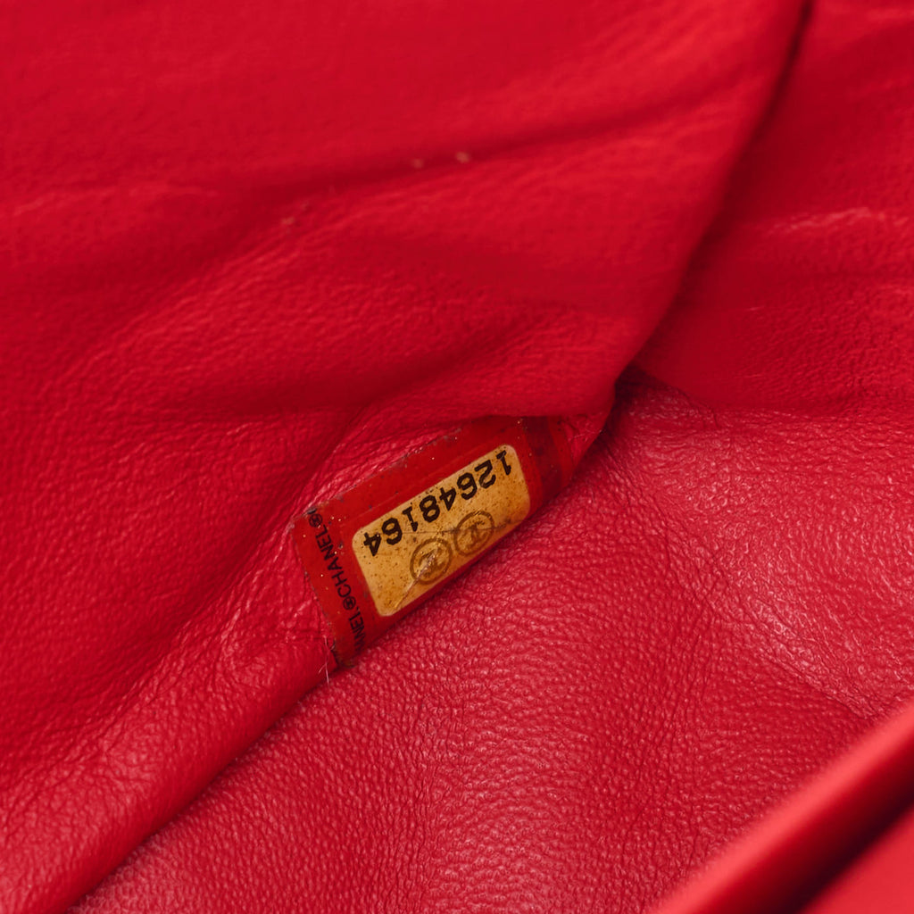 CHANEL Shoulder Bag Matelasse Turn Lock Double Flap Lambskin Red Gold-Tone Hardware Pre-Owned