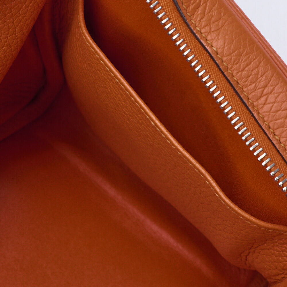 HERMES Lindy 34 Shoulder Bag Tryon Clemence Orange Poppy Silver-Tone Hardware Pre-Owned