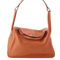 HERMES Lindy 34 Shoulder Bag Tryon Clemence Orange Poppy Silver-Tone Hardware Pre-Owned