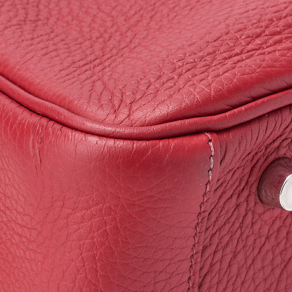 HERMES Lindy 30 2WAY Shoulder Bag Tryon Clemence Rouge Casaque Silver-Tone Hardware Pre-Owned