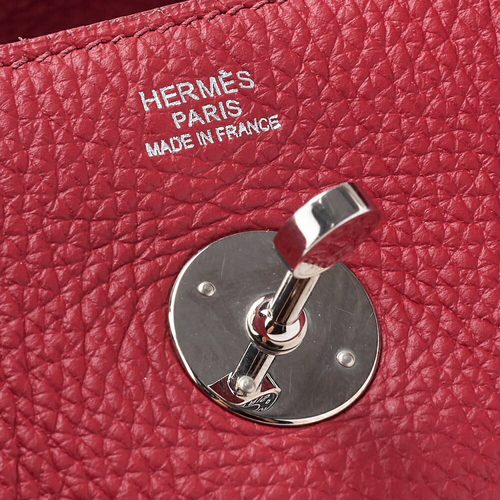 HERMES Lindy 30 2WAY Shoulder Bag Tryon Clemence Rouge Casaque Silver-Tone Hardware Pre-Owned