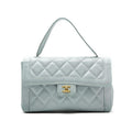 CHANEL Shoulder Bag Mini Matelasse Lambskin Light Blue Gold-Tone Hardware Pre-Owned