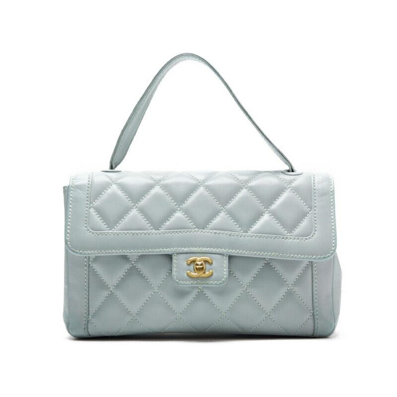CHANEL Shoulder Bag Mini Matelasse Lambskin Light Blue Gold-Tone Hardware Pre-Owned