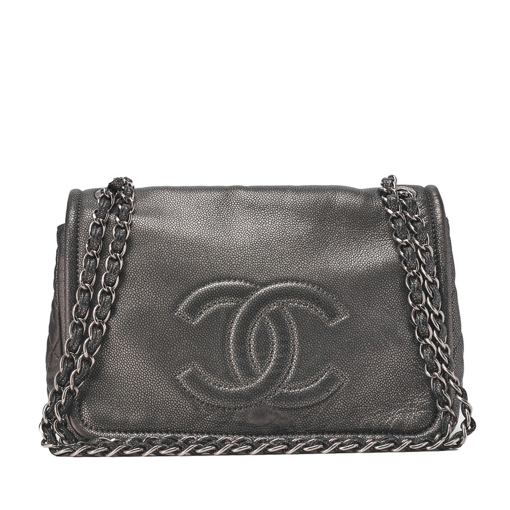 Chanel Matelasse Caviar Skin Chain Shoulder Bag Silver-tone / Pre-owned