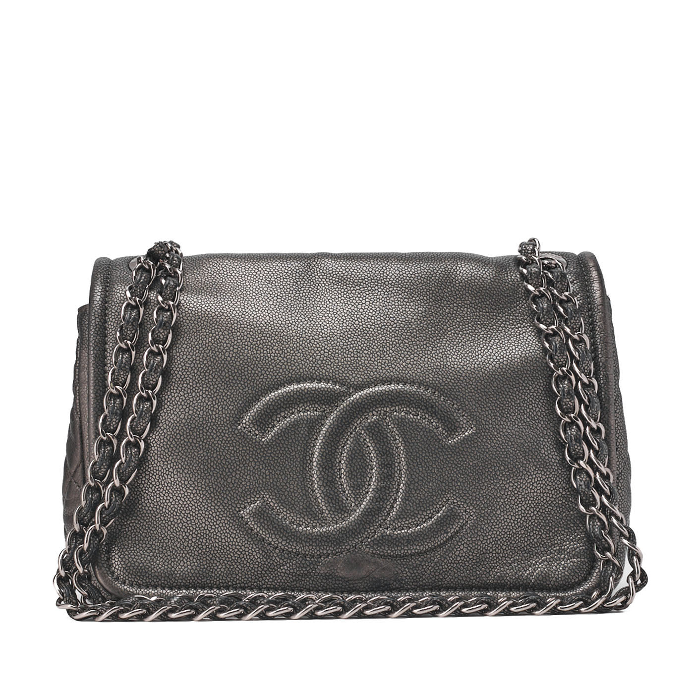 Chanel Matelasse Caviar Skin Chain Shoulder Bag Silver-tone / Pre-owned