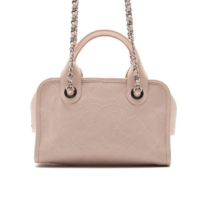 CHANEL Handbag Matelasse Coco Mark 2WAY Caviar Skin Pink Silver-Tone Hardware Pre-Owned