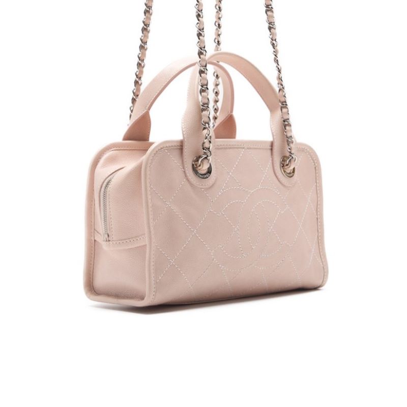 CHANEL Handbag Matelasse Coco Mark 2WAY Caviar Skin Pink Silver-Tone Hardware Pre-Owned
