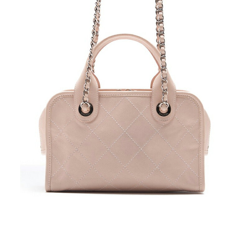 CHANEL Handbag Matelasse Coco Mark 2WAY Caviar Skin Pink Silver-Tone Hardware Pre-Owned