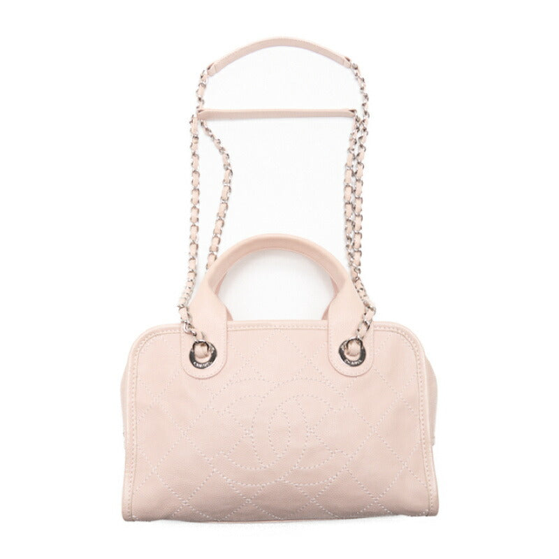 CHANEL Handbag Matelasse Coco Mark 2WAY Caviar Skin Pink Silver-Tone Hardware Pre-Owned