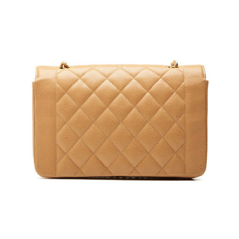 CHANEL Shoulder Bag Matelasse Diana Flap Chain Shoulder Caviar Skin Beige Gold-Tone Hardware Pre-Owned