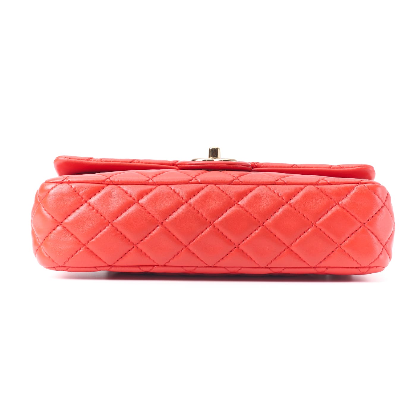 CHANEL Shoulder Bag Matelasse Turn Lock Double Flap Lambskin Red Gold-Tone Hardware Pre-Owned