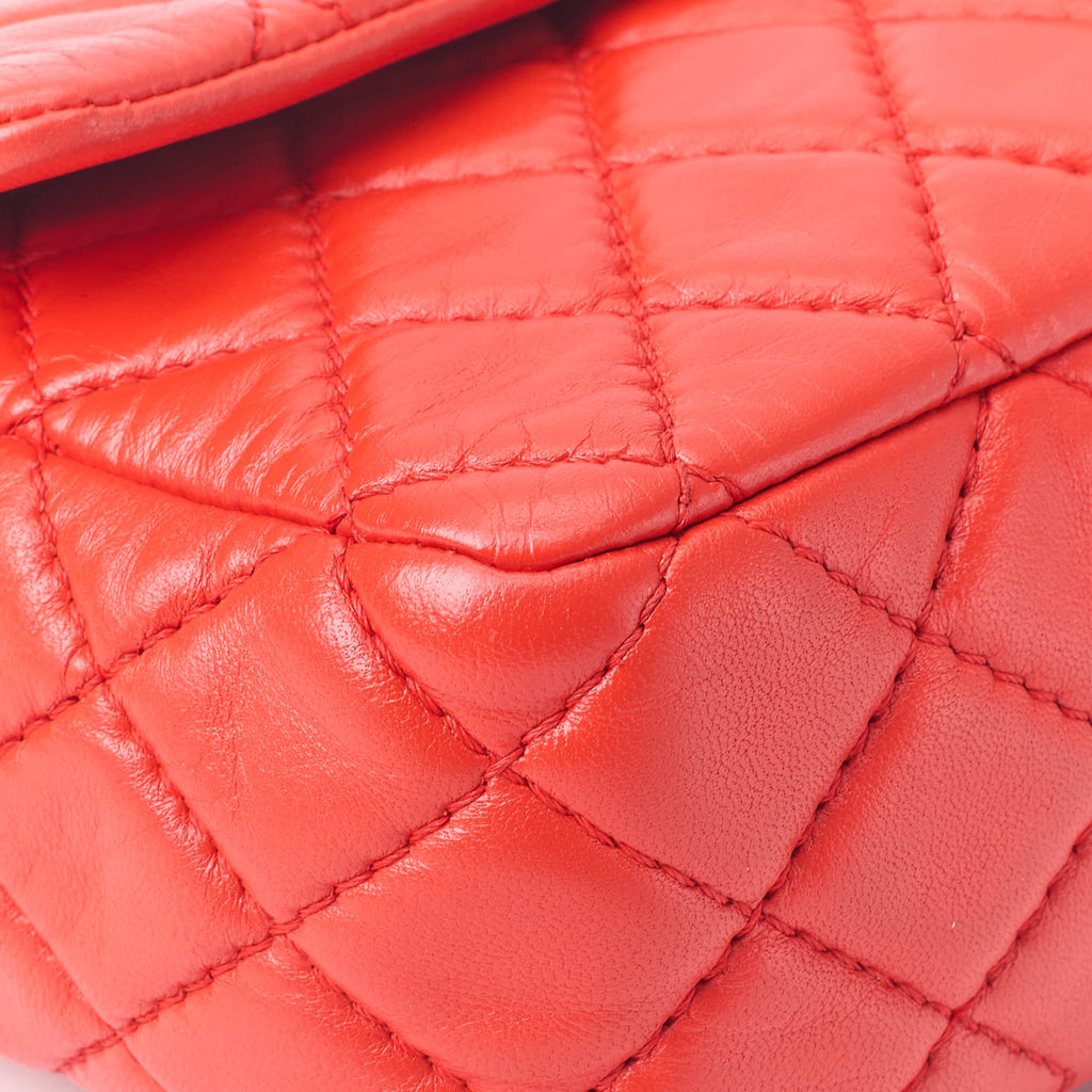 CHANEL Shoulder Bag Matelasse Turn Lock Double Flap Lambskin Red Gold-Tone Hardware Pre-Owned